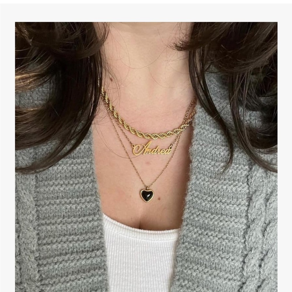 Black Tourmaline Heart Pendant Necklace Gold Chain Natural Gemstone - Picture 4 of 6